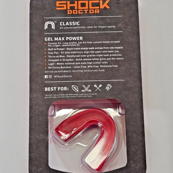 Shock Doctor Kool Aid Gel Max Power Flavor Fusion Mouth Guard Cherry ADULT NEW - Picture 2 of 2